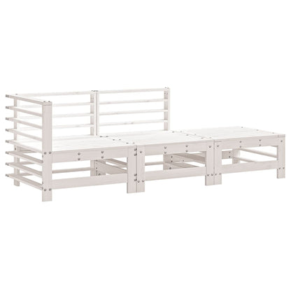 3 Piece Garden Lounge Set White Solid Wood Pine