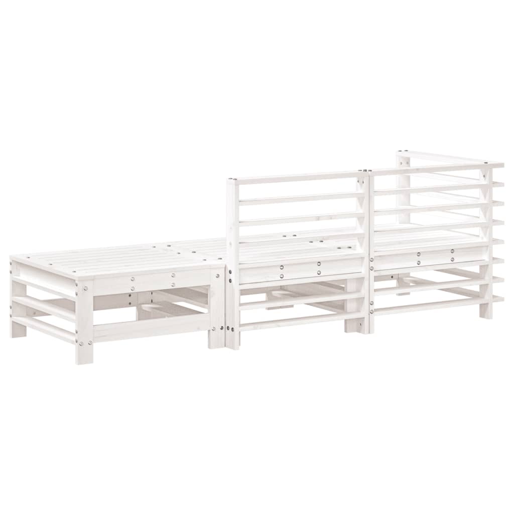 3 Piece Garden Lounge Set White Solid Wood Pine