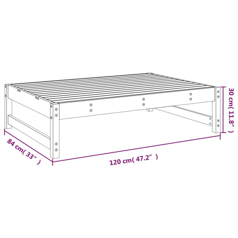 Garden Footstool White 120x80 cm Solid Wood Pine