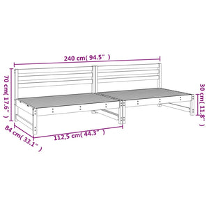 Garden Middle Sofas 2 pcs White 120x80 cm Solid Wood Pine