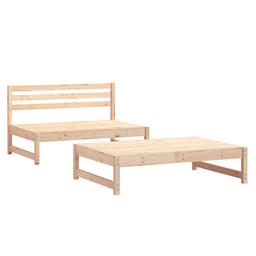 2 Piece Patio Lounge Set Solid Wood Pine