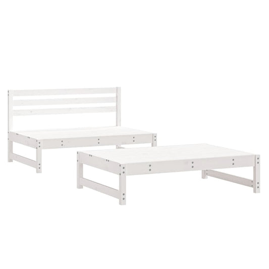 2 Piece Garden Lounge Set White Solid Wood Pine