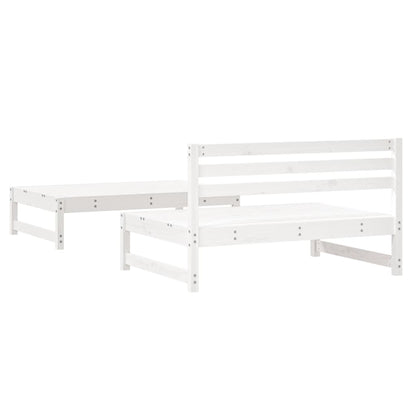 2 Piece Garden Lounge Set White Solid Wood Pine