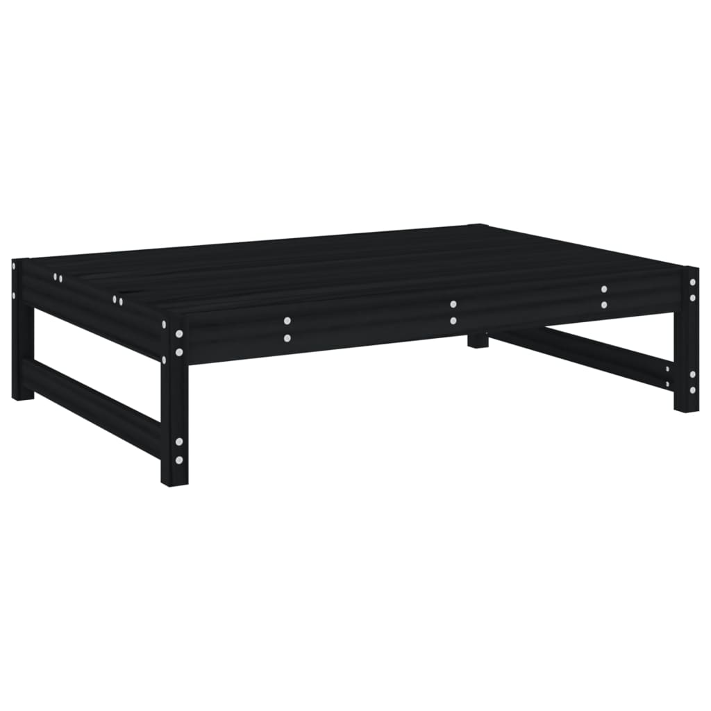 2 Piece Garden Lounge Set Black Solid Wood Pine