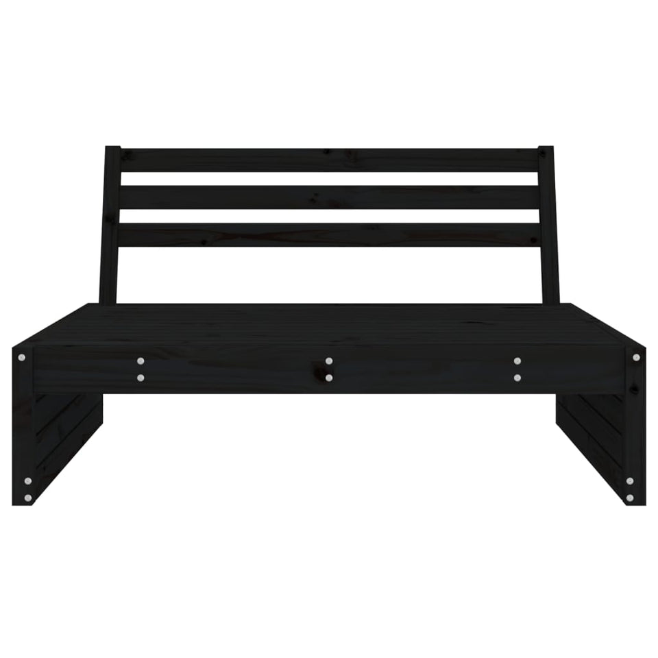 Garden Middle Sofa Black 120x80 cm Solid Wood Pine