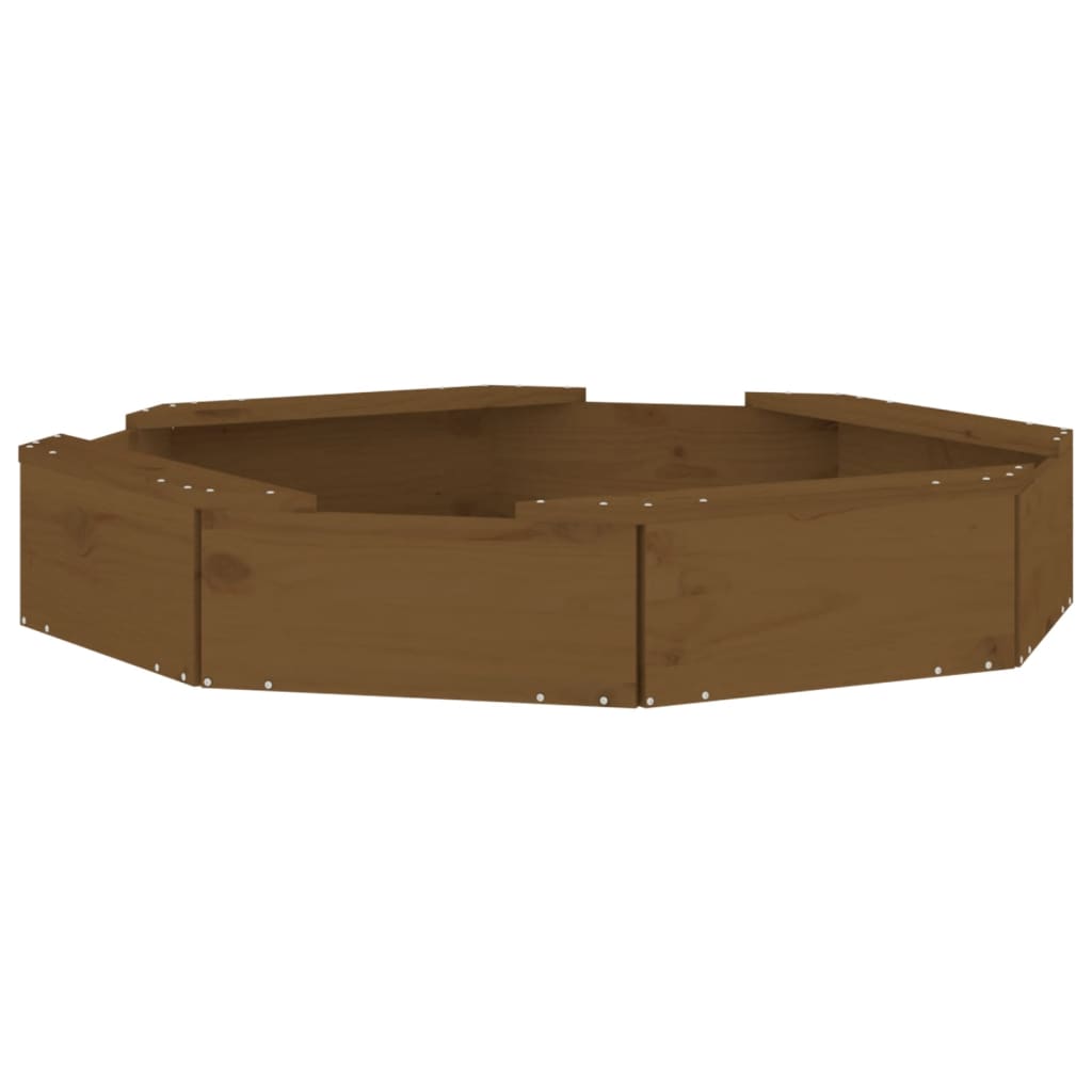Sandbox with Seats Honey Brown Octagon Solid Wood Pine