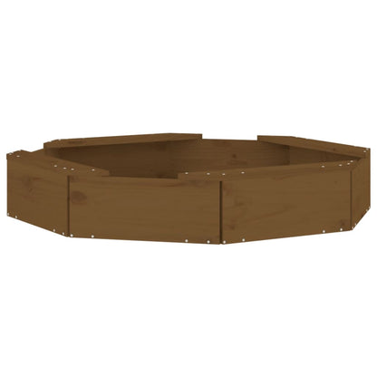 Sandbox with Seats Honey Brown Octagon Solid Wood Pine