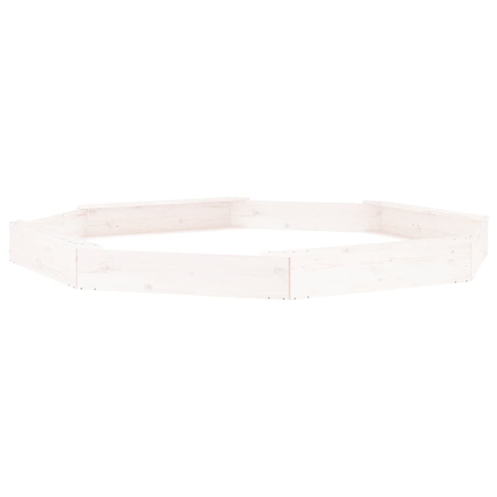 Sandbox with Seats White Octagon Solid Wood Pine