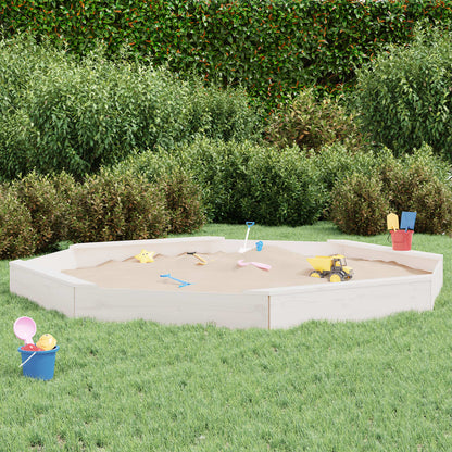 Sandbox with Seats White Octagon Solid Wood Pine