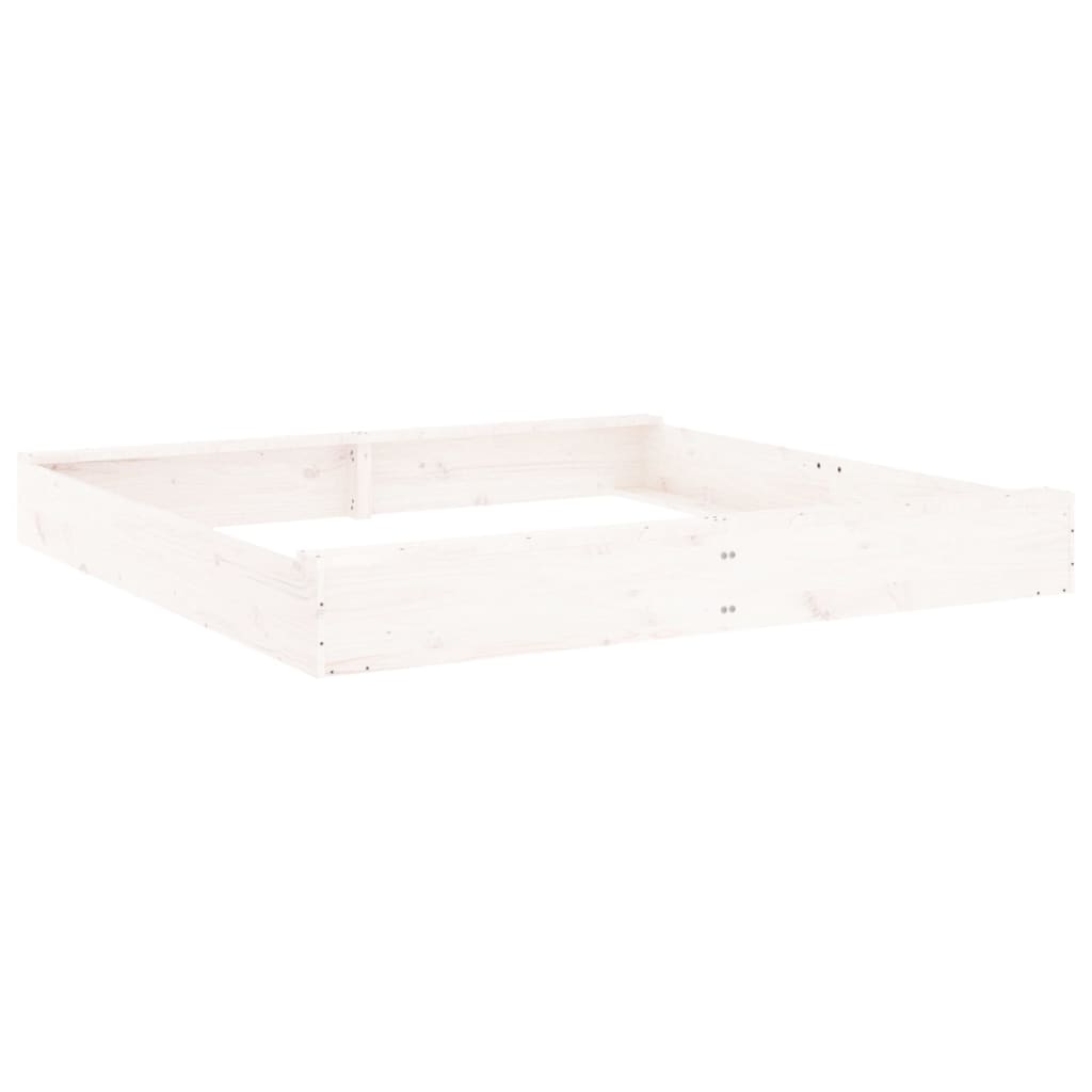 Sandbox with Seats White Square Solid Wood Pine