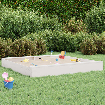 Sandbox with Seats White Square Solid Wood Pine