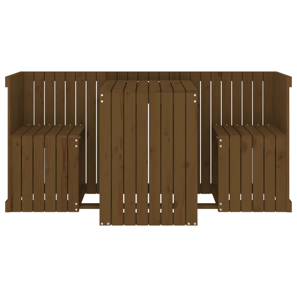 Balcony Set 2 Seater Honey Brown Solid Wood Pine