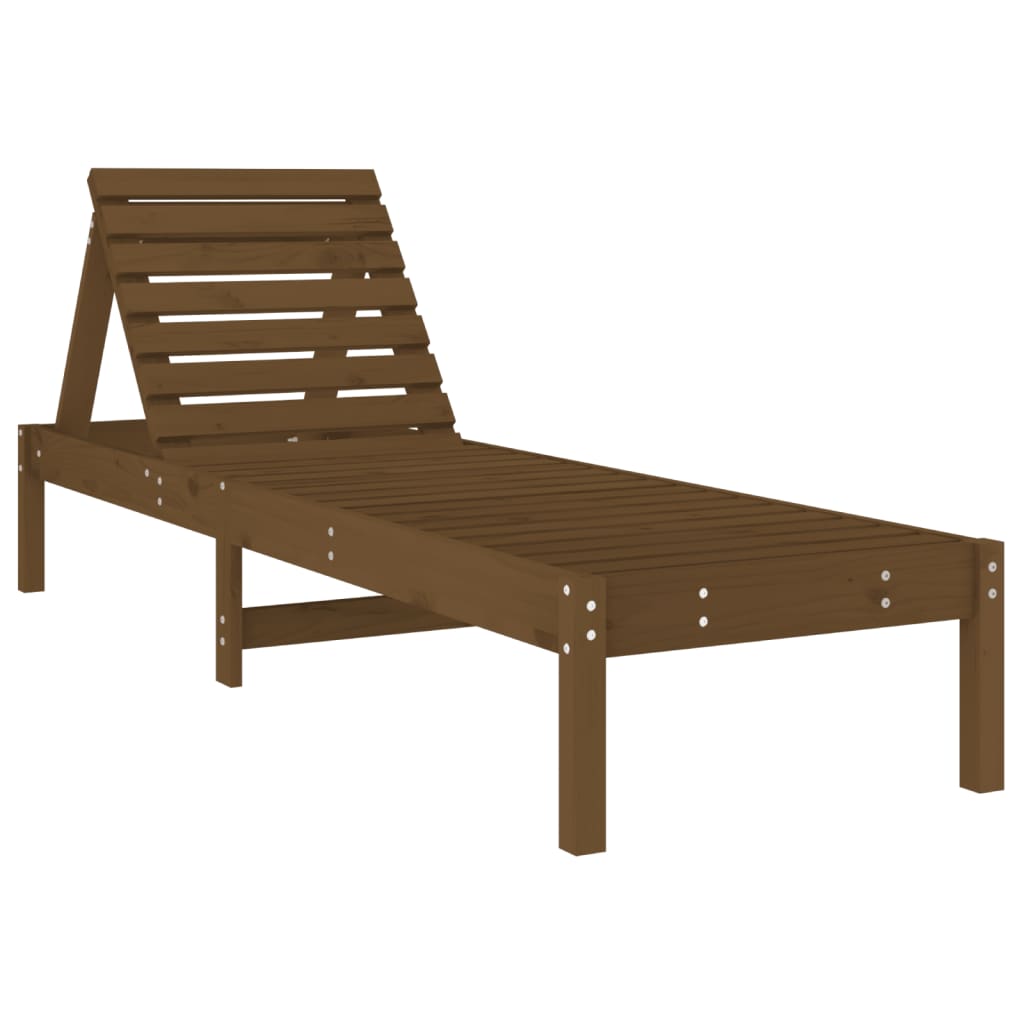 Sun Lounger | Honey Brown | Solid Pine Wood | 199.5 x 60 x 74 cm