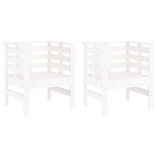 Garden Chairs 2 pcs White 61.5x53x71 cm Solid Wood Pine