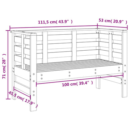 Garden Bench White 111.5x53x71 cm Solid Wood Pine