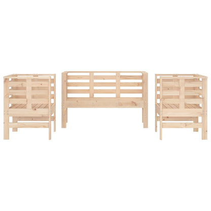 3 Piece Garden Lounge Set Solid Wood Pine