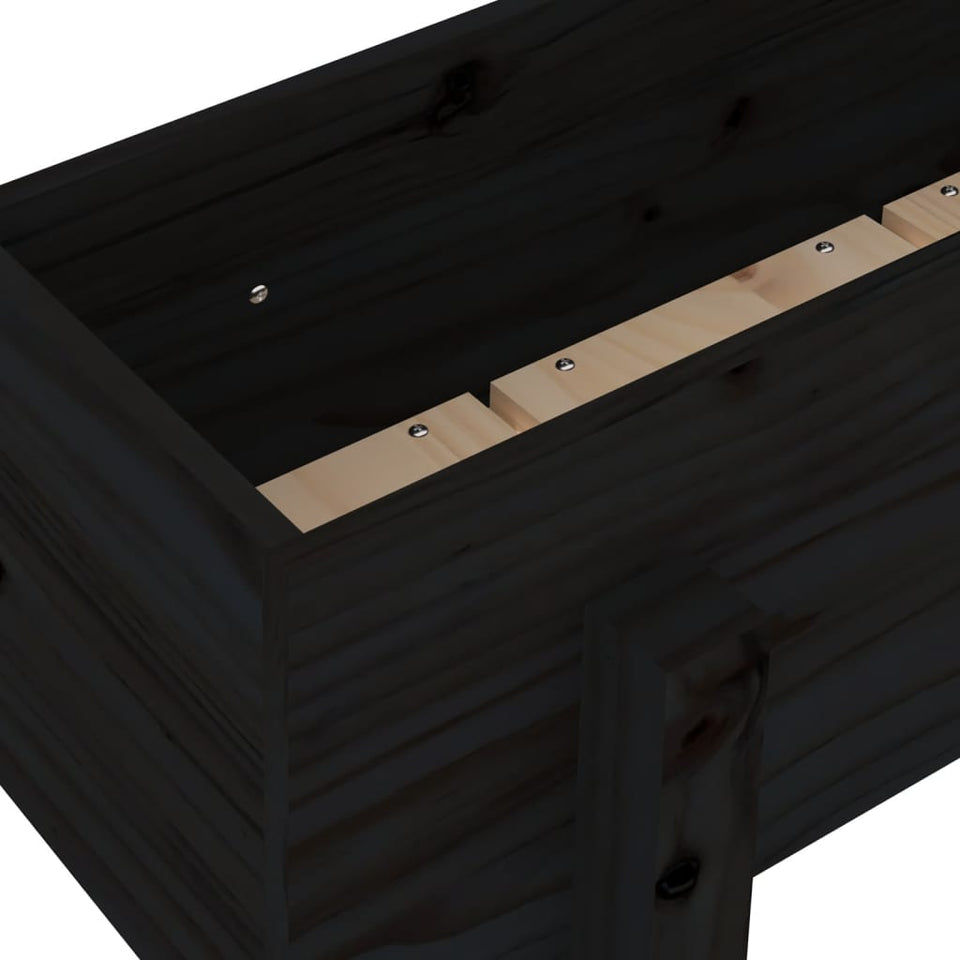 Garden Planter Black 62x30x38 cm Solid Wood Pine