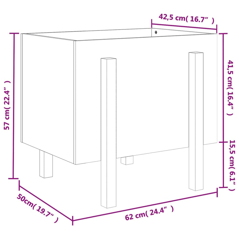 Garden Planter White 62x50x57 cm Solid Wood Pine