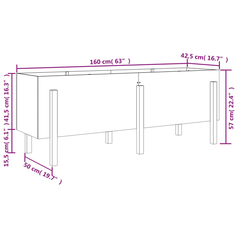 Garden Raised Bed 160x50x57 cm Solid Wood Pine