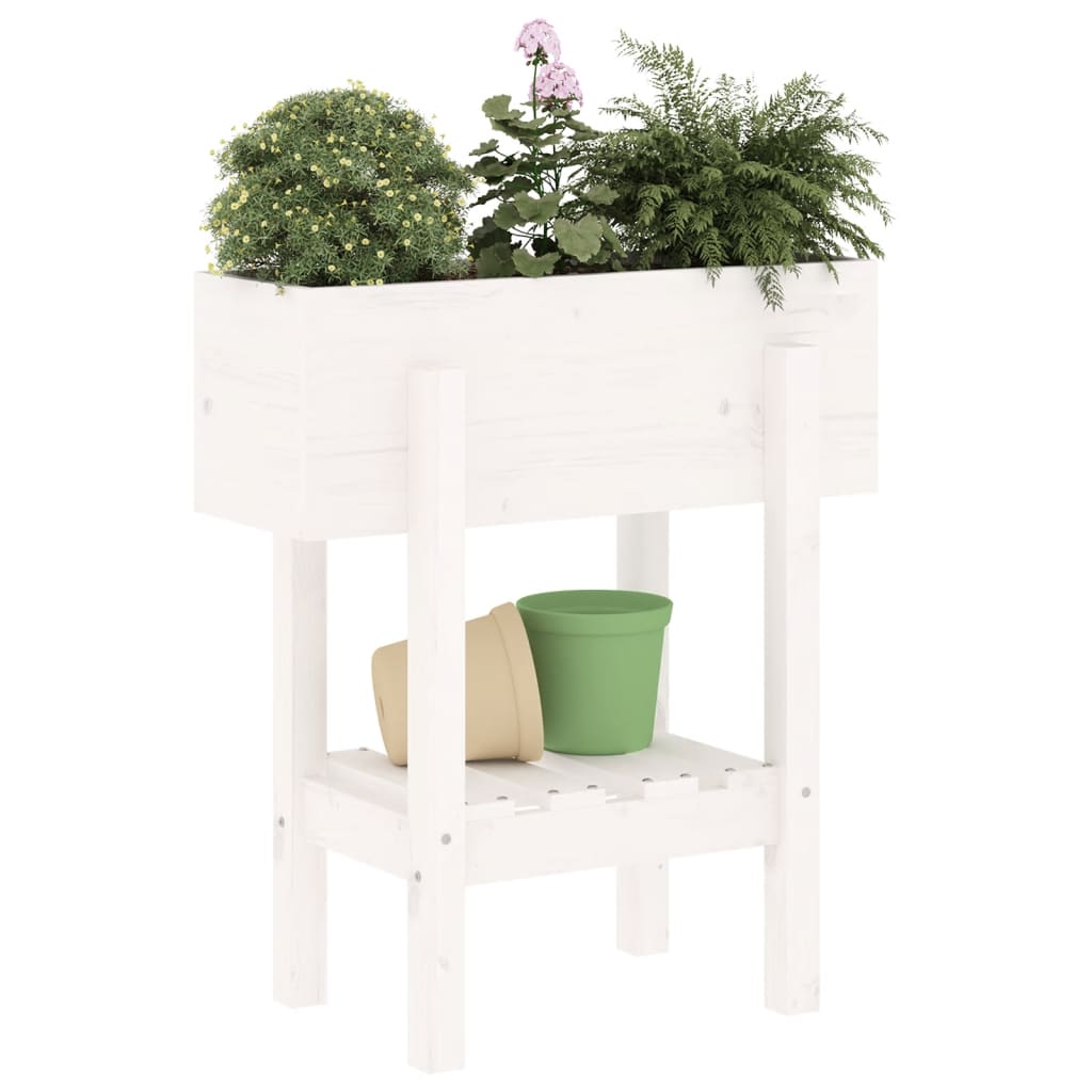 Garden Planter White 62x30x69 cm Solid Wood Pine