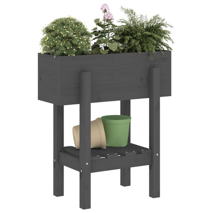 Garden Planter Grey 62x30x69 cm Solid Wood Pine