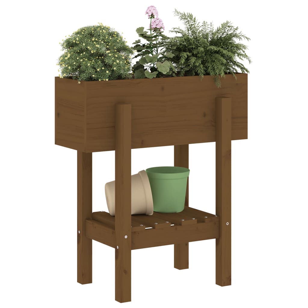 Garden Planter Honey Brown 62x30x69 cm Solid Wood Pine