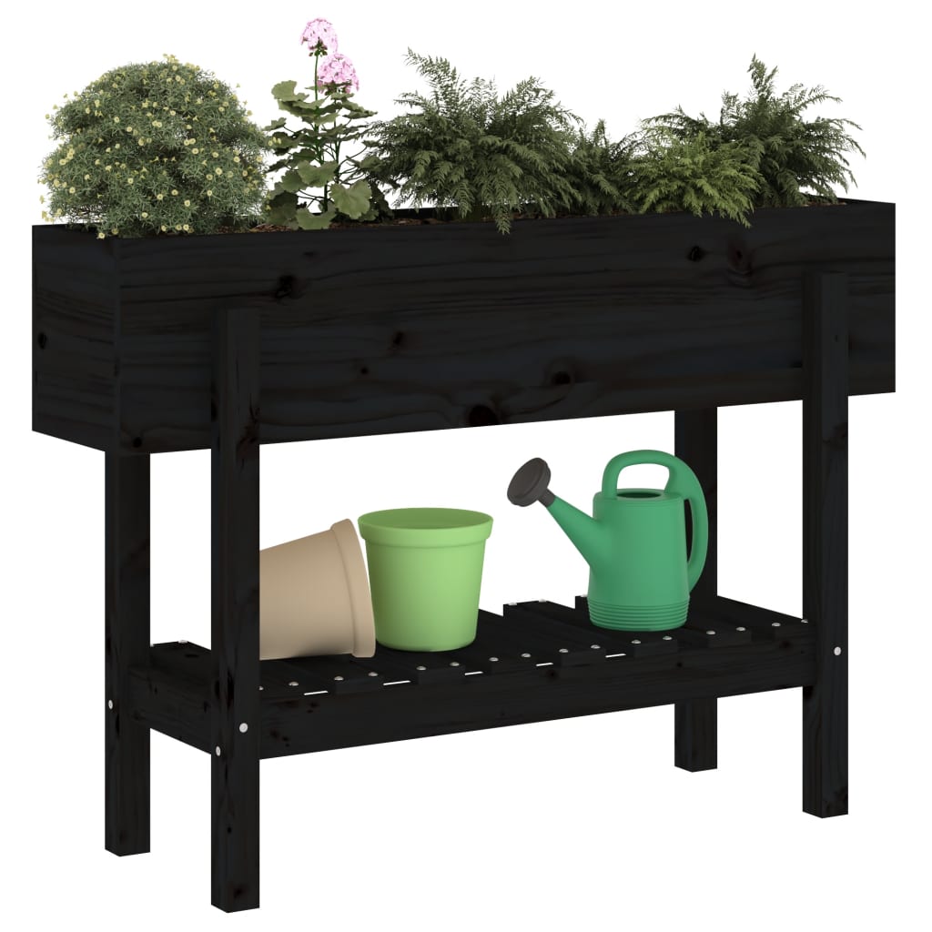 Garden Raised Bed Black 101x30x69 cm Solid Wood Pine