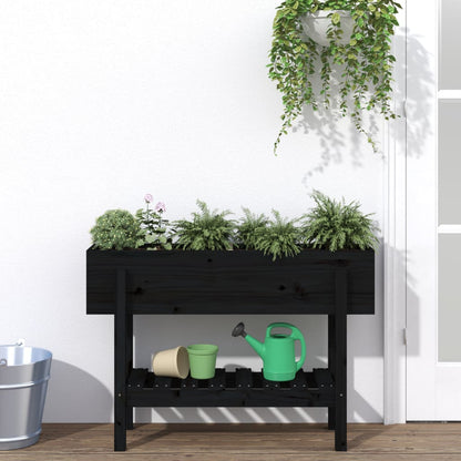 Garden Raised Bed Black 101x30x69 cm Solid Wood Pine