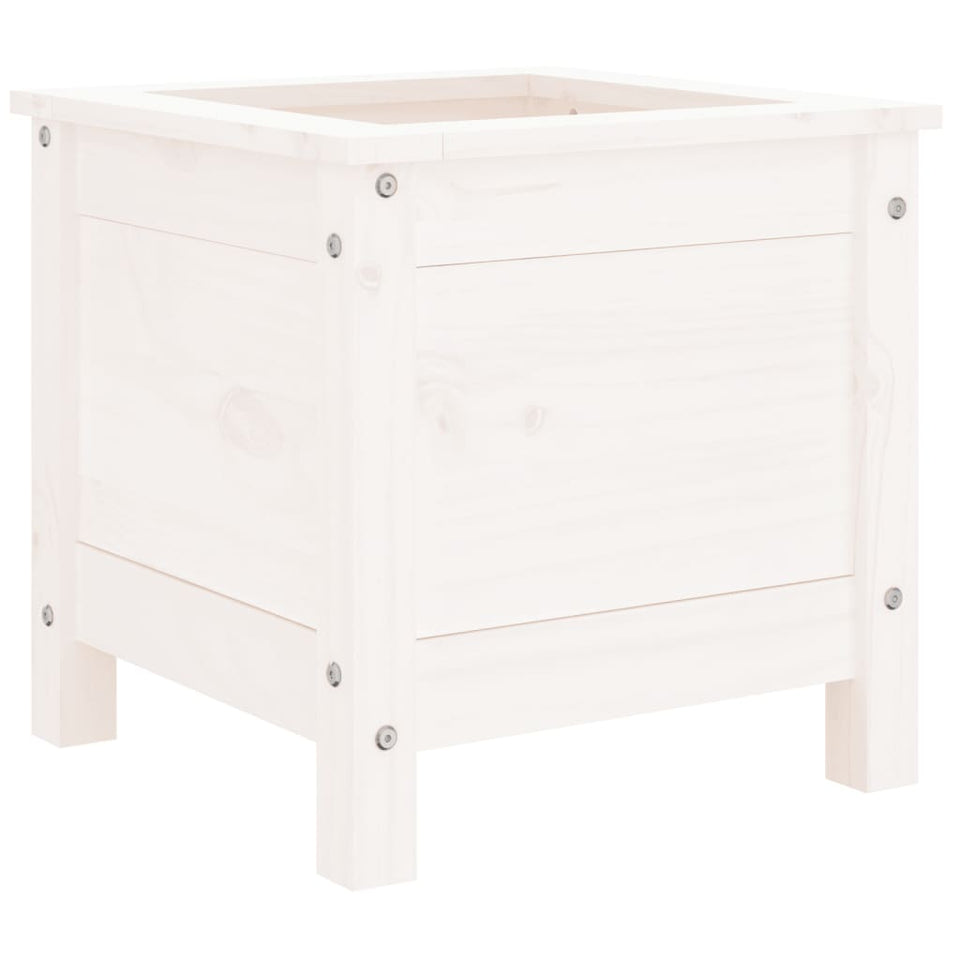 Garden Planter White 40x40x39 cm Solid Wood Pine