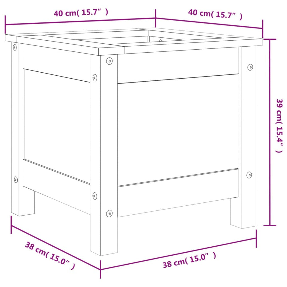 Garden Planter White 40x40x39 cm Solid Wood Pine