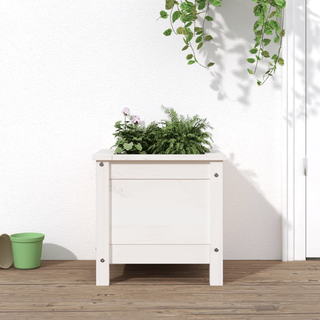 Garden Planter White 40x40x39 cm Solid Wood Pine