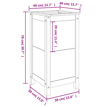 Garden Planter Grey 40x40x78 cm Solid Wood Pine