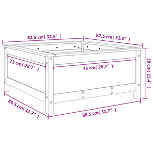 Garden Planter Black 82.5x82.5x39 cm Solid Wood Pine