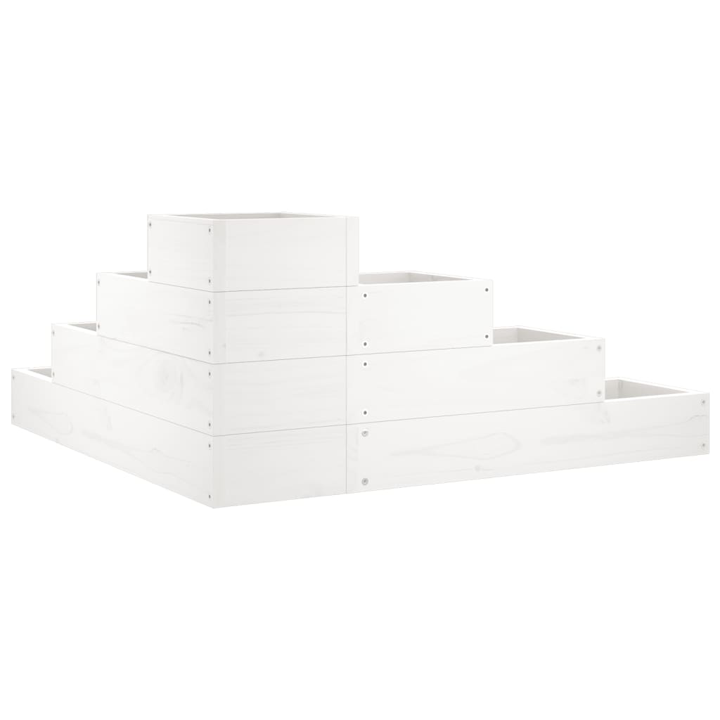 Garden Planter 4-Tier 80.5x79x36 cm White Solid Wood Pine
