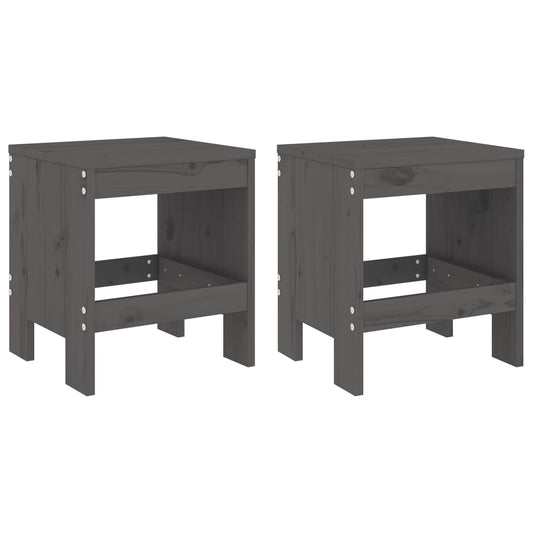 Garden Stools 2 pcs Grey 40x36x45 cm Solid Wood Pine