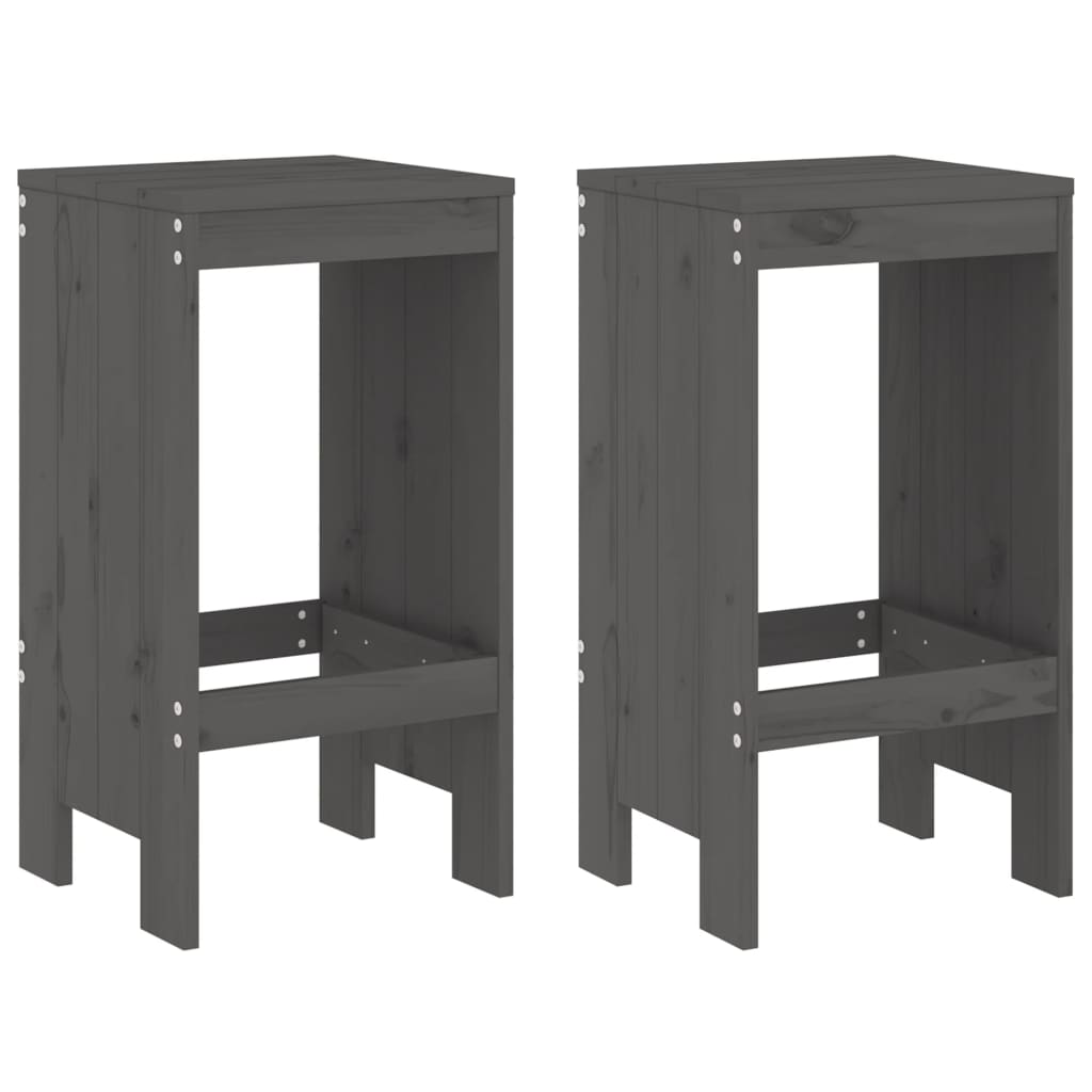 Bar Stools 2 pcs Grey 40x36x75 cm Solid Wood Pine
