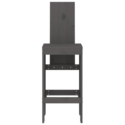 Bar Stools 2 pcs Grey 40x42x120 cm Solid Wood Pine
