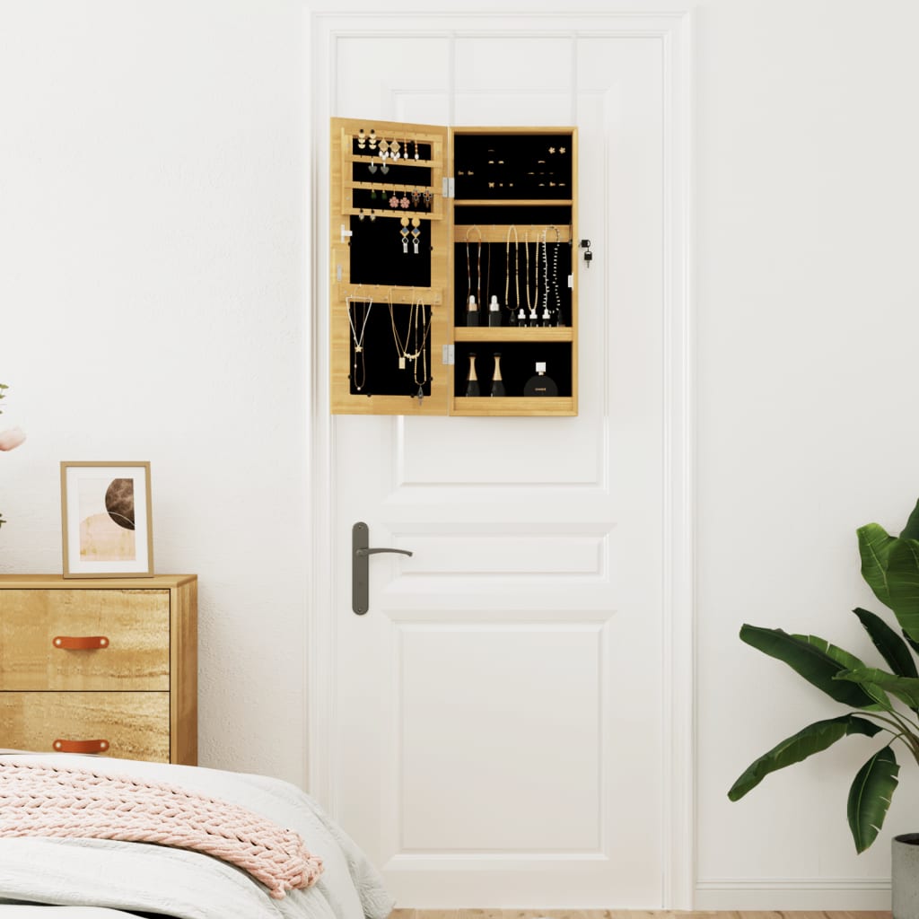 Mirror Jewelry Cabinet White Engineered wood 11.8x3.3x26.4 in