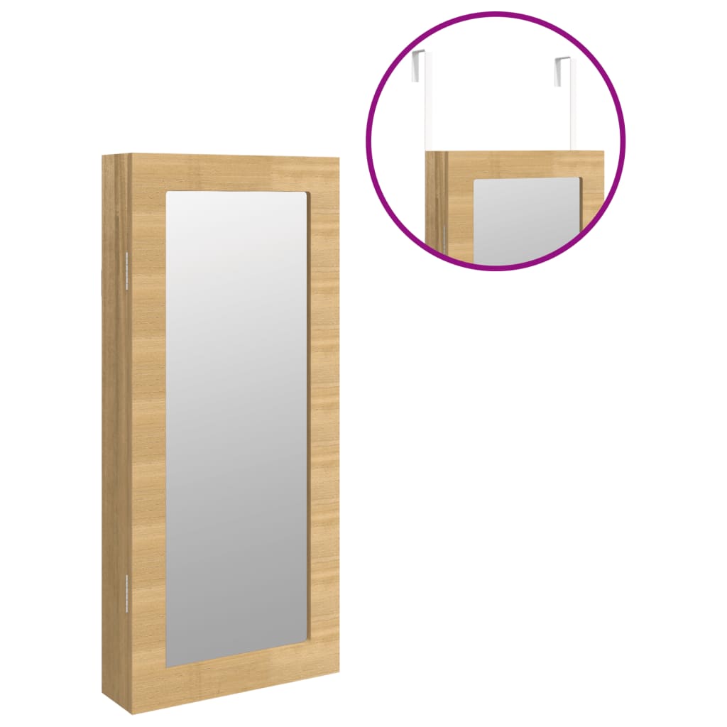 Mirror Jewelry Cabinet White Engineered wood 11.8x3.3x26.4 in
