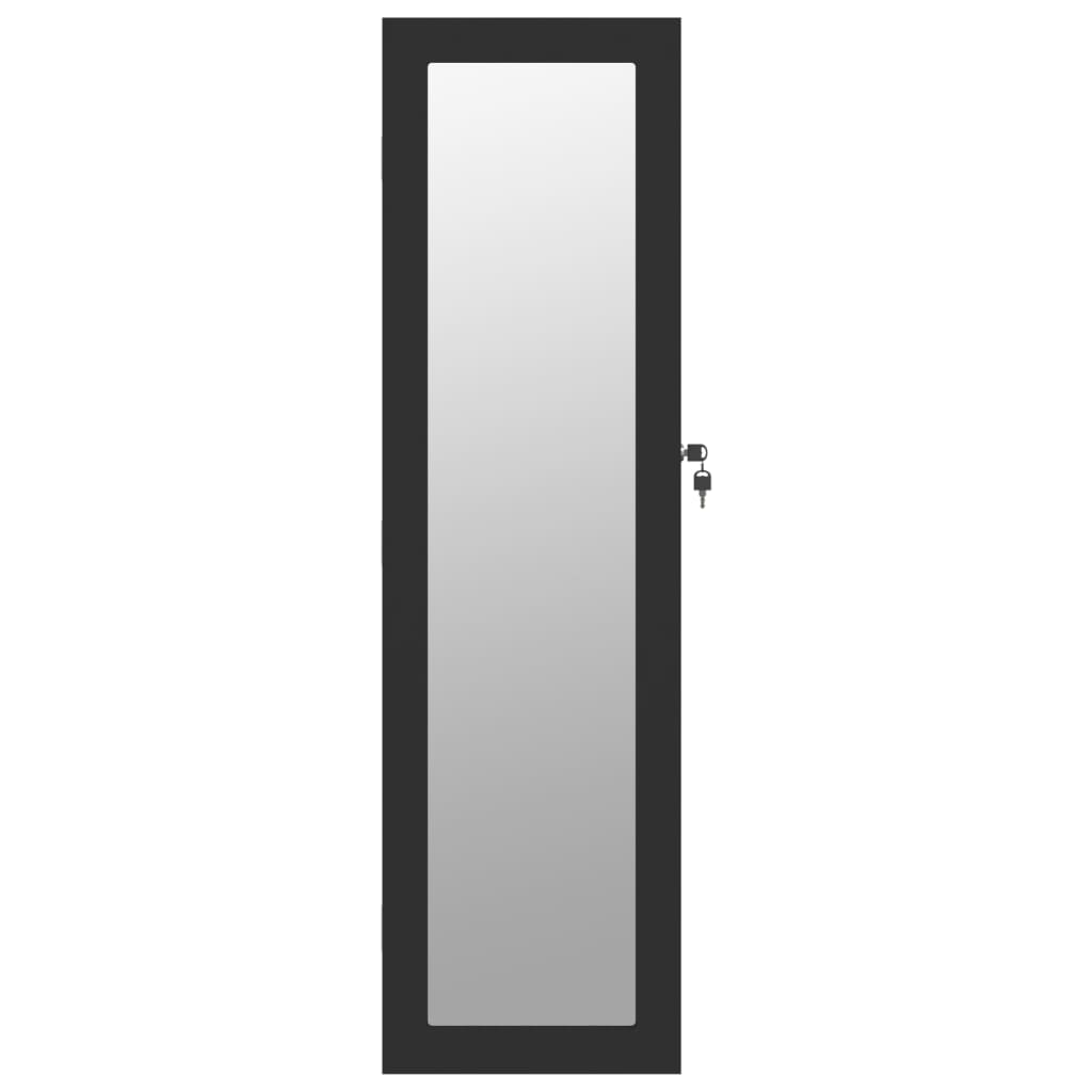 Mirror Jewellery Cabinet Wall Mounted Black 30x8.5x106 cm