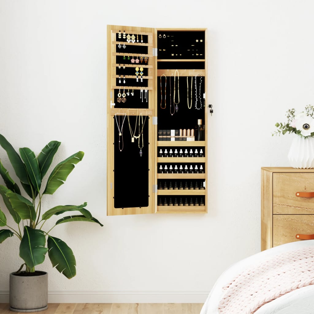 Mirror Jewellery Cabinet Wall Mounted 30x8.5x106 cm