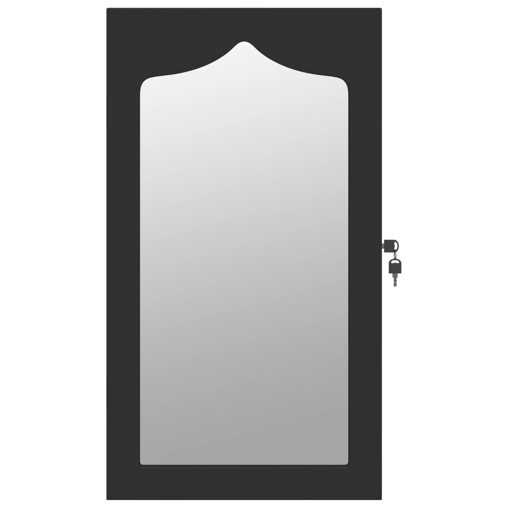 Mirror Jewellery Cabinet Wall Mounted Black 37.5x10x67 cm