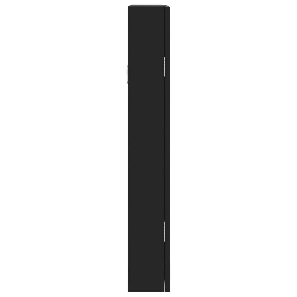 Mirror Jewellery Cabinet Wall Mounted Black 37.5x10x67 cm