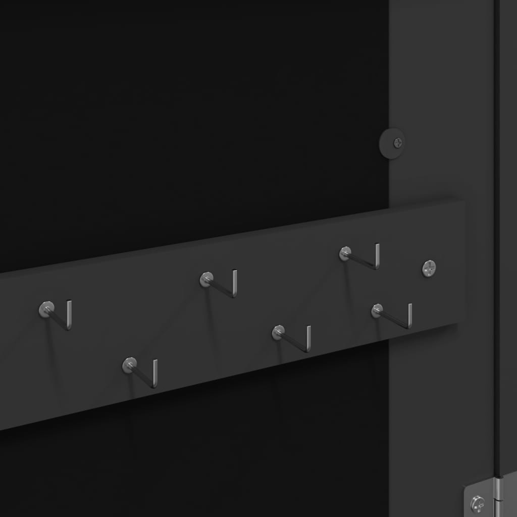 Mirror Jewellery Cabinet Wall Mounted Black 37.5x10x67 cm