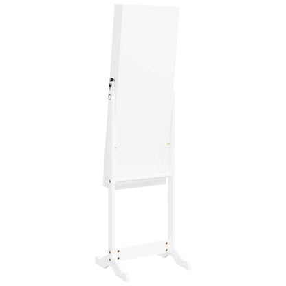 Mirror Jewellery Cabinet with LED Lights Free Standing White
