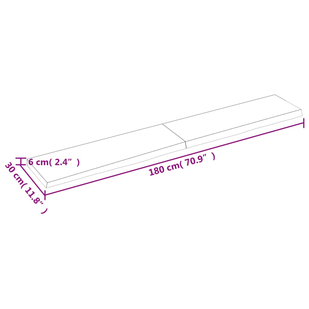 Wall Shelf 180x30x(2-6) cm Untreated Solid Wood Oak