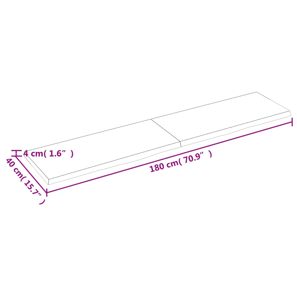 Wall Shelf 180x40x(2-4) cm Untreated Solid Wood Oak