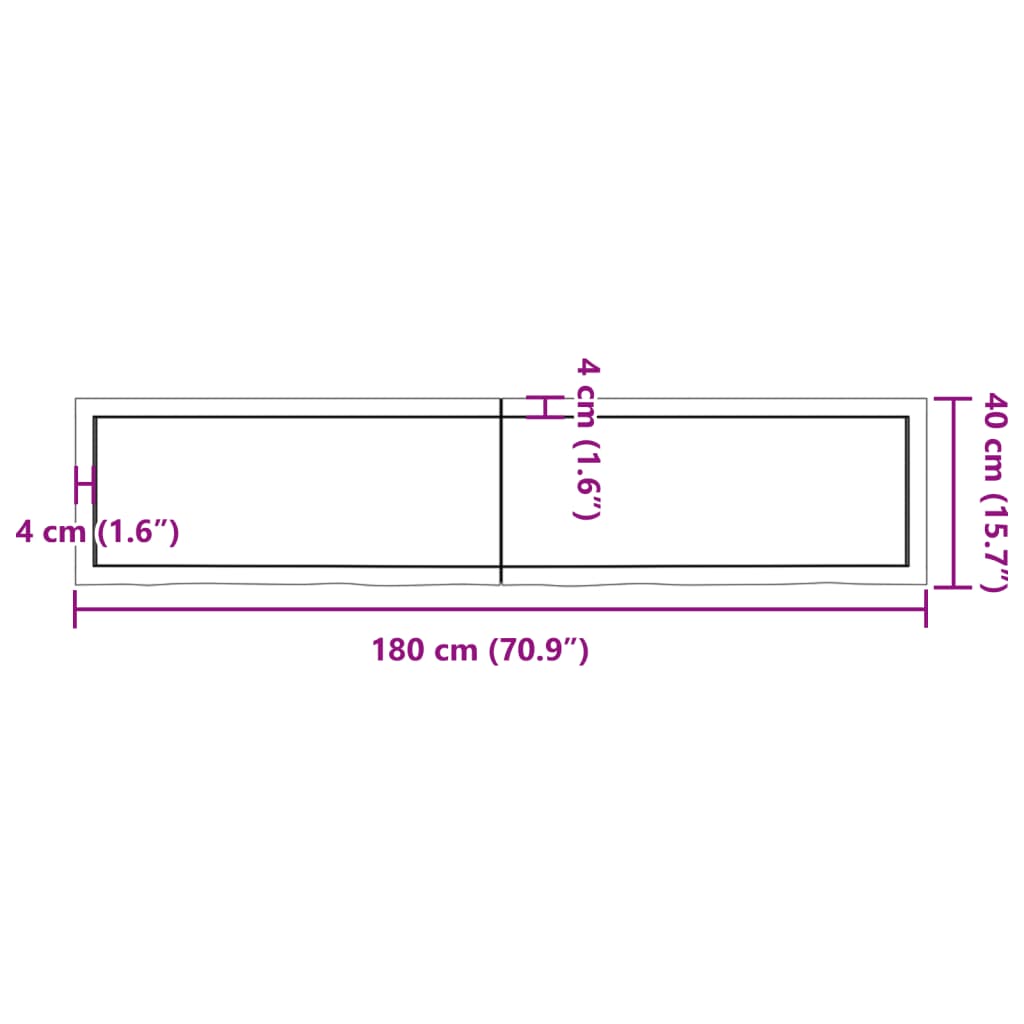 Wall Shelf 180x40x(2-4) cm Untreated Solid Wood Oak