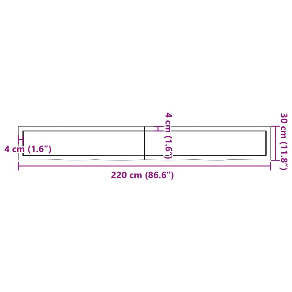 Wall Shelf 220x30x(2-6) cm Untreated Solid Wood Oak