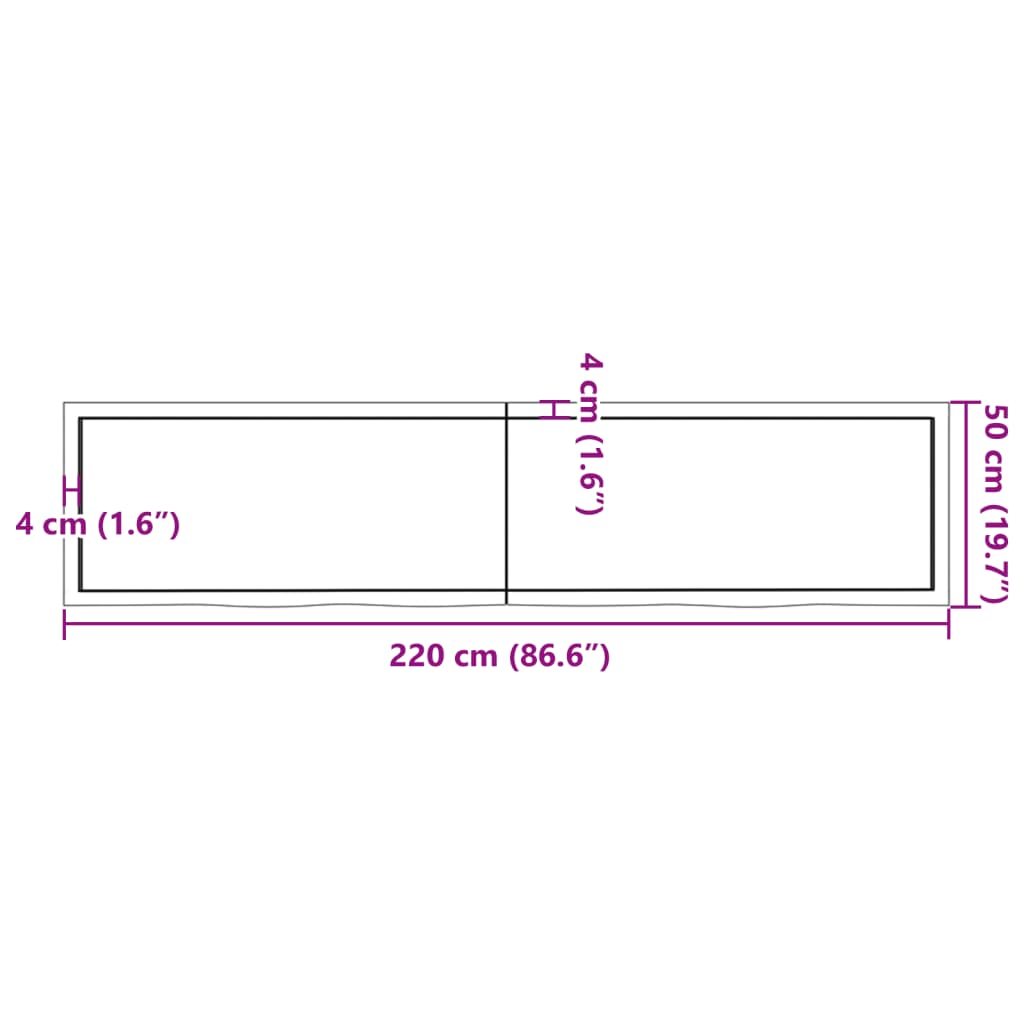 Wall Shelf 220x50x(2-4) cm Untreated Solid Wood Oak